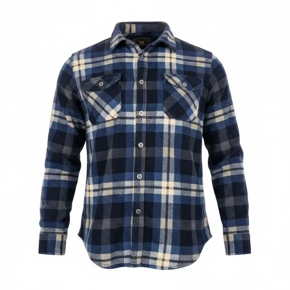 Freedom Foundry Plaid Fleece Shirt Jacket Men's XL Blue Shacket Button Front